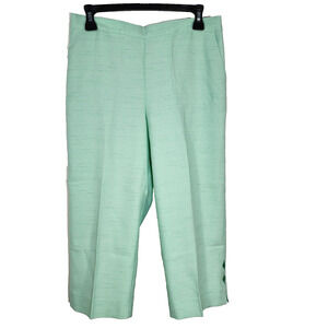 Alfred Dunner Petite Capri Pants Womens 8P Green Classic Fit Pull On Cut Out Leg